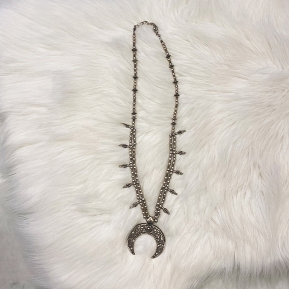Silver Crescent Squash Blossom Necklace - Picture 3 of 4